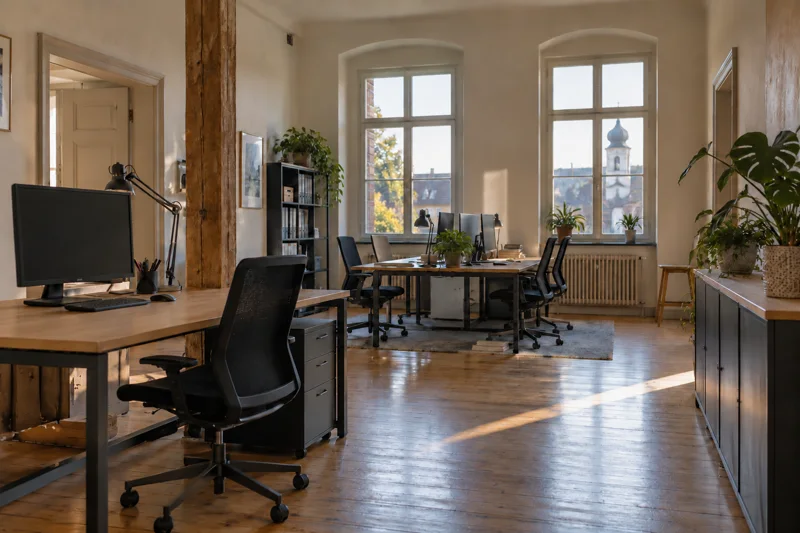 Heller, frisch gereinigter Büroraum – Büroreinigung in Wolfratshausen